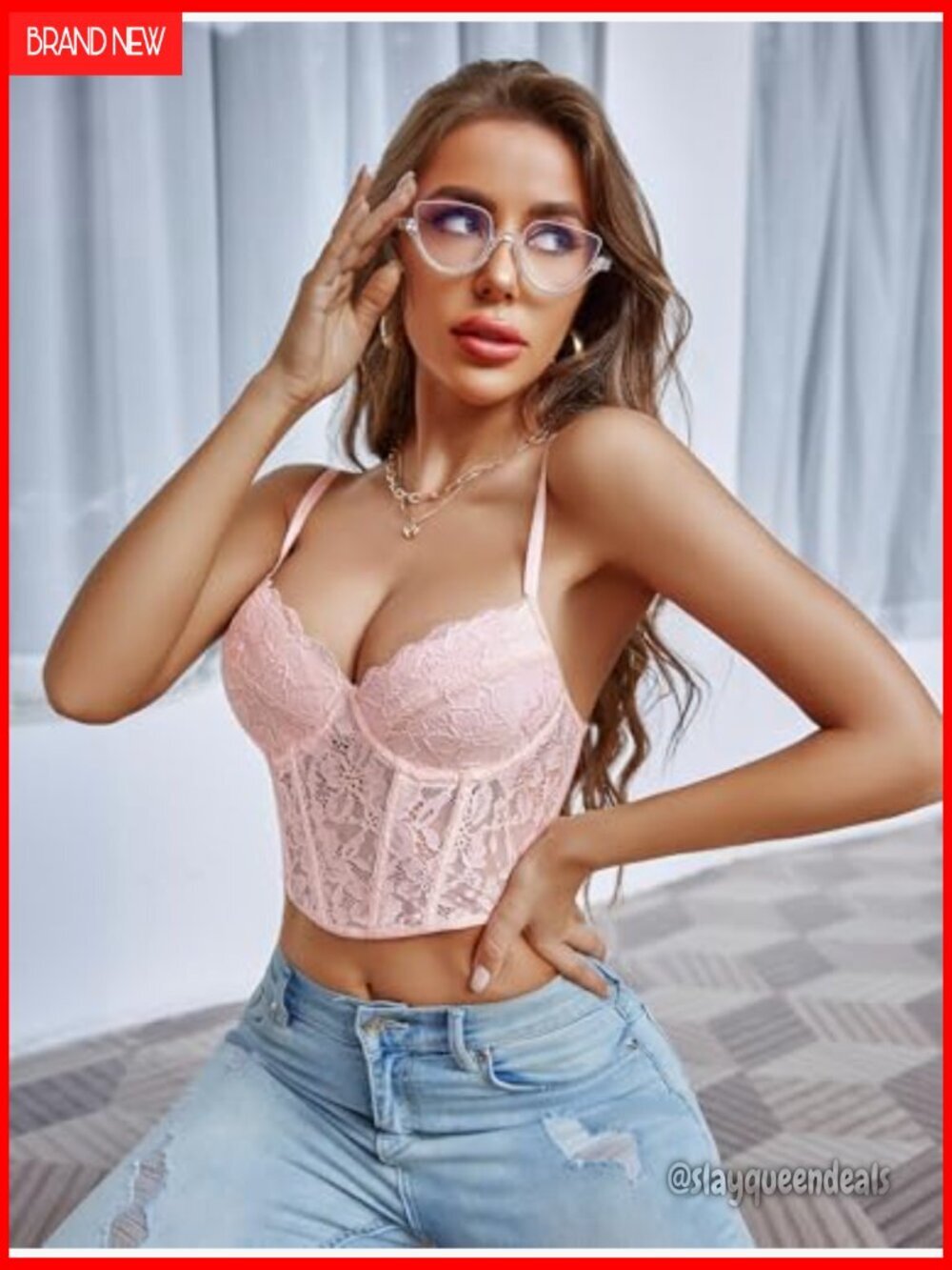 Lace Bralette Crop Top with Underwire Adjustable Racerback Strap - Picture 2 of 7
